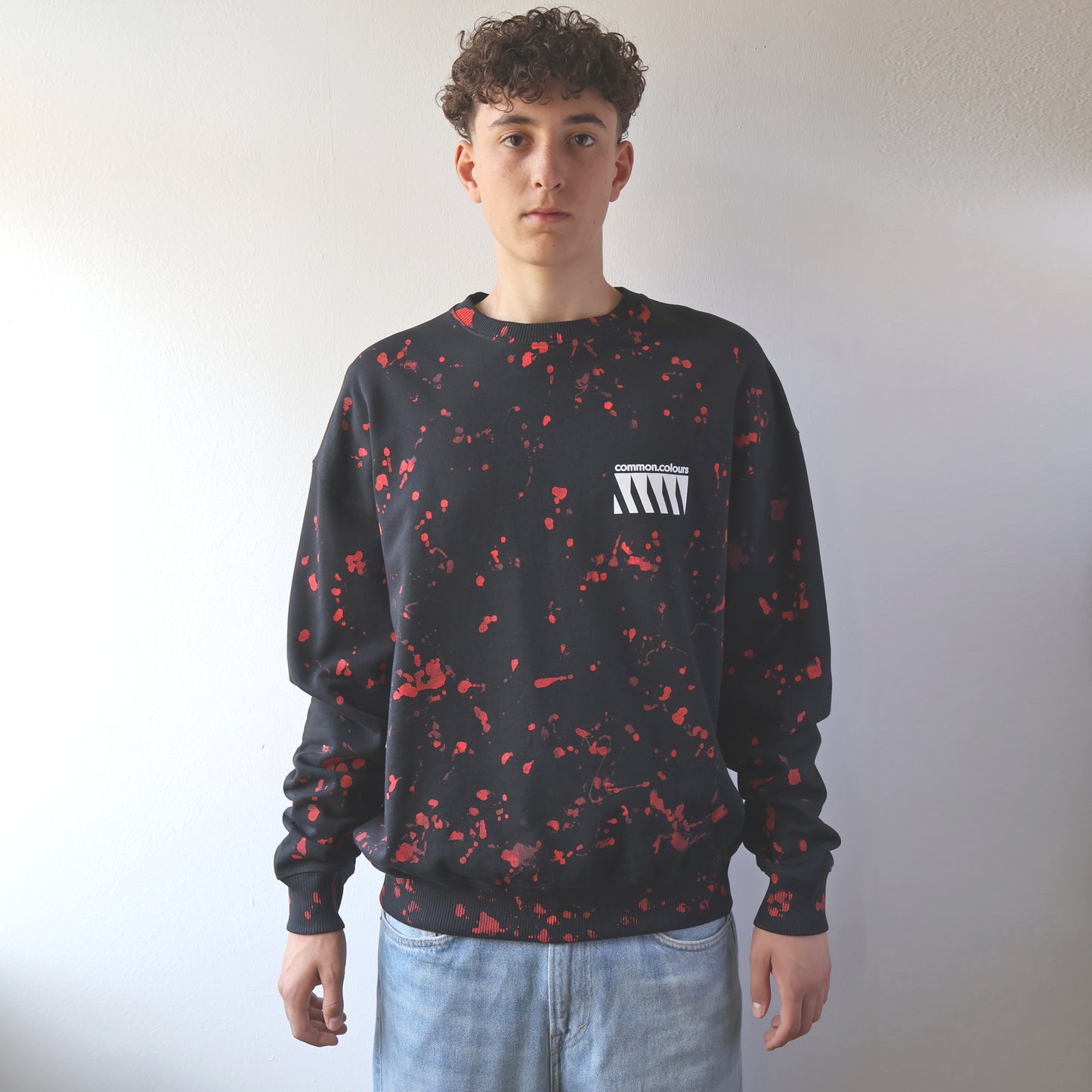 Paint Splatter Sweatshirt with Embroidered Logo
